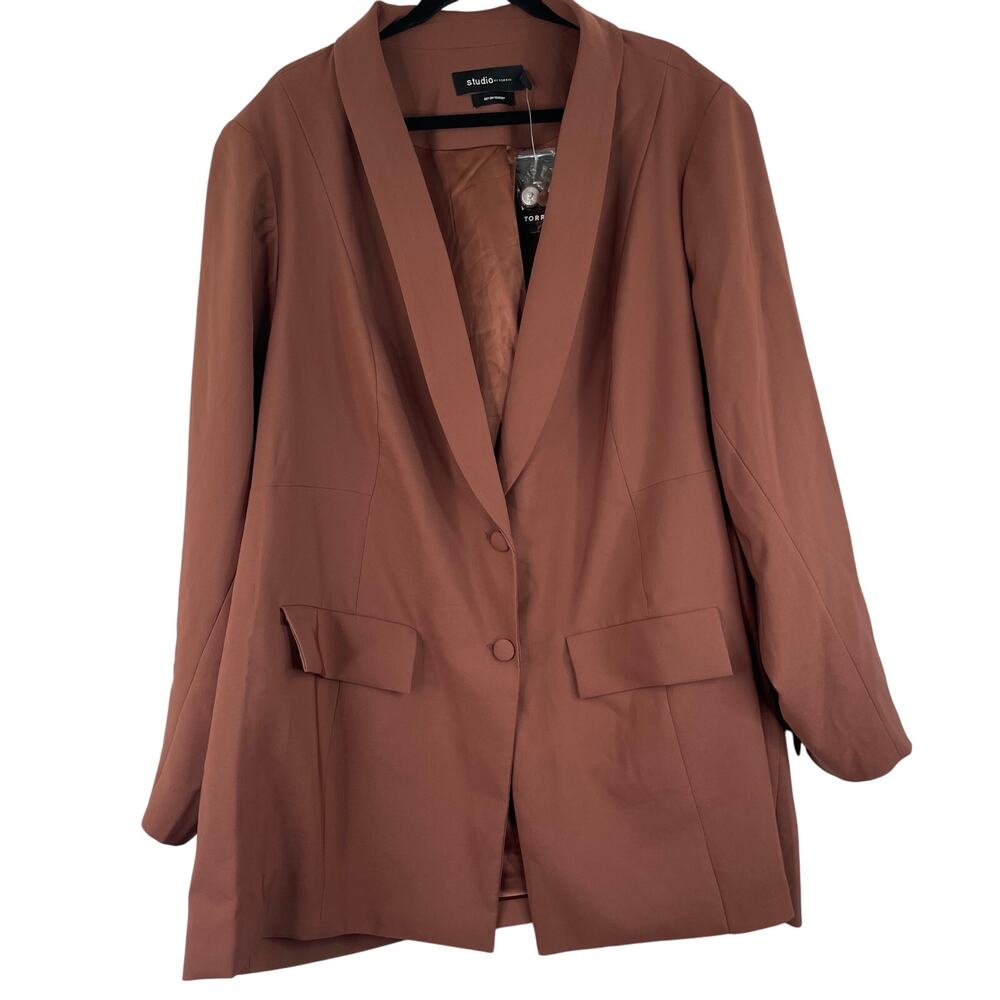 Studio By Torrid Refined Crepe Classic Long Lined Blazer Root Beer Size 6X
